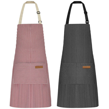 Kitchen Cooking Aprons for Women and Men Adjustable Chef Apron with Pockets 2 PCs Buckle Strap Comfortable