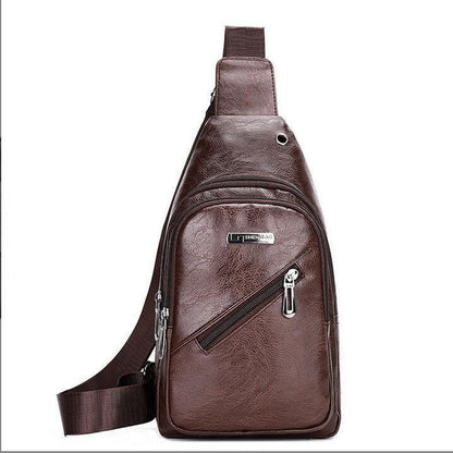 Mens Sling Bag Crocodile PU Shoulder Crossbody Chest Bag Satchels Hiking Daypack