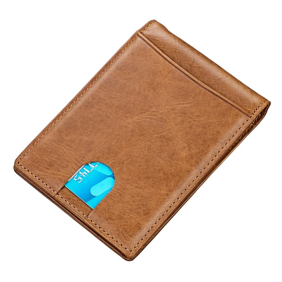 RFID Men's Leather Slim Bifold Money Clip Wallet Front Pocket Credit Card Holder