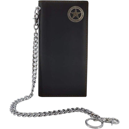 RFID Blocking Western Wallets for Men Biker Wallet with Chain Long Bifold Cowboy Wallet Star