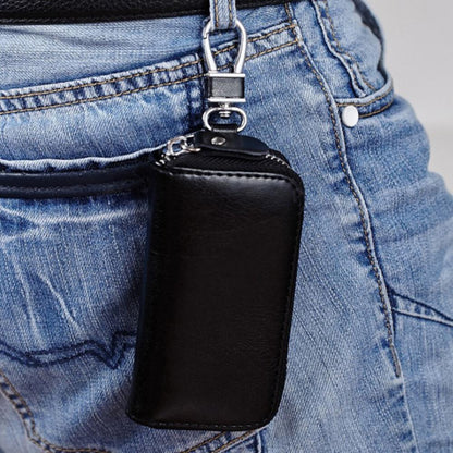 Men Women's Leather Key Holder Case Wallet Keychain Pouch Bag Zipper
