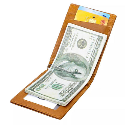 RFID Men's Leather Slim Bifold Money Clip Wallet Front Pocket Credit Card Holder