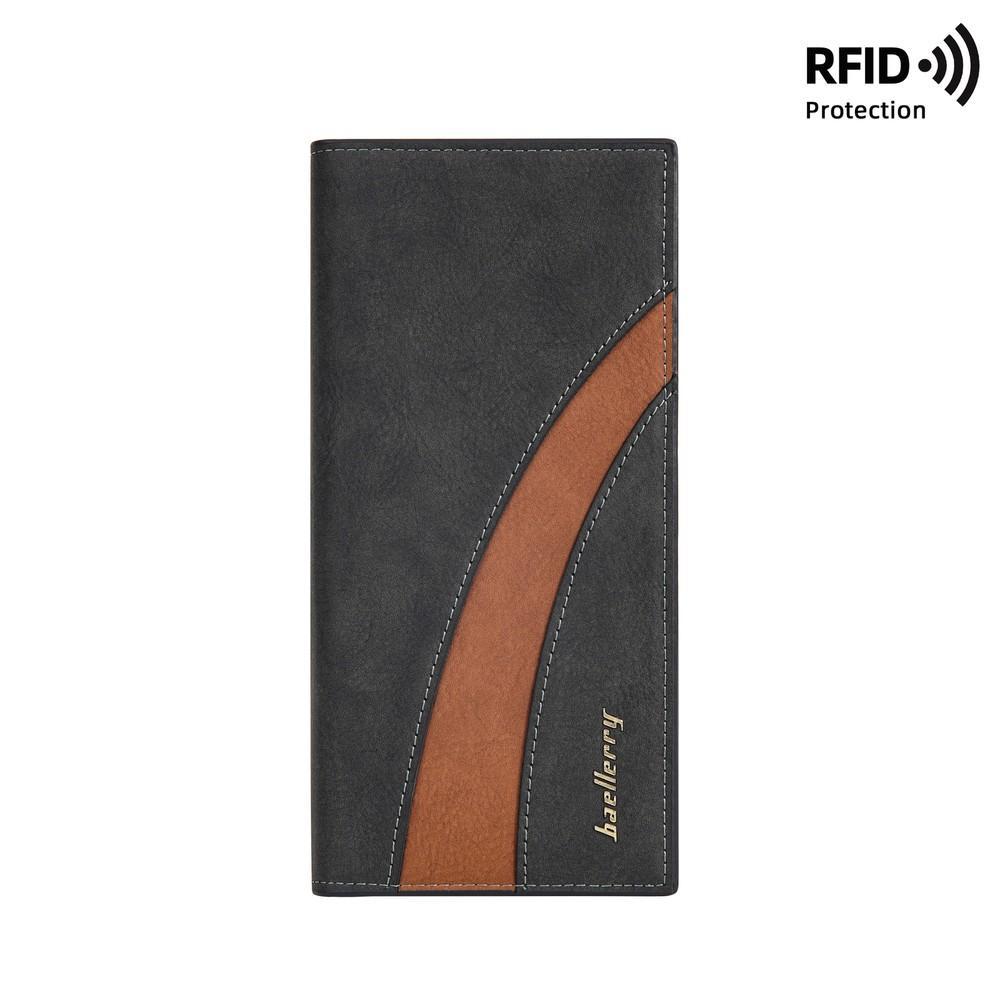 RFID Mens Long Bifold Wallet Leather Multi-Card Cash Phone Holder Purse Wallet
