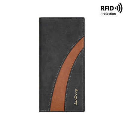 RFID Mens Long Bifold Wallet Leather Multi-Card Cash Phone Holder Purse Wallet