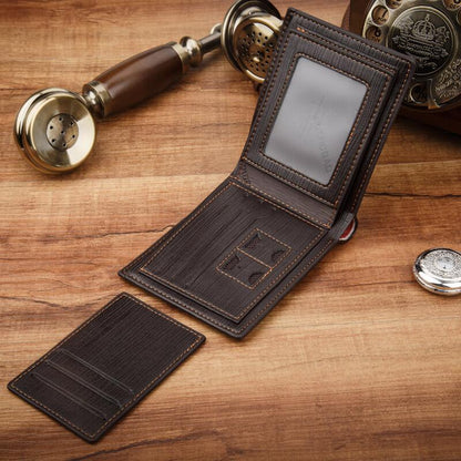 Men's Business Slim Leather Wallets ID Credit Card Holder Billfold Purse Clutch