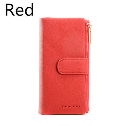 RFID Double-layer Women Leather Long Wallet Large Capacity Card Holder Wallet Clutch Purse
