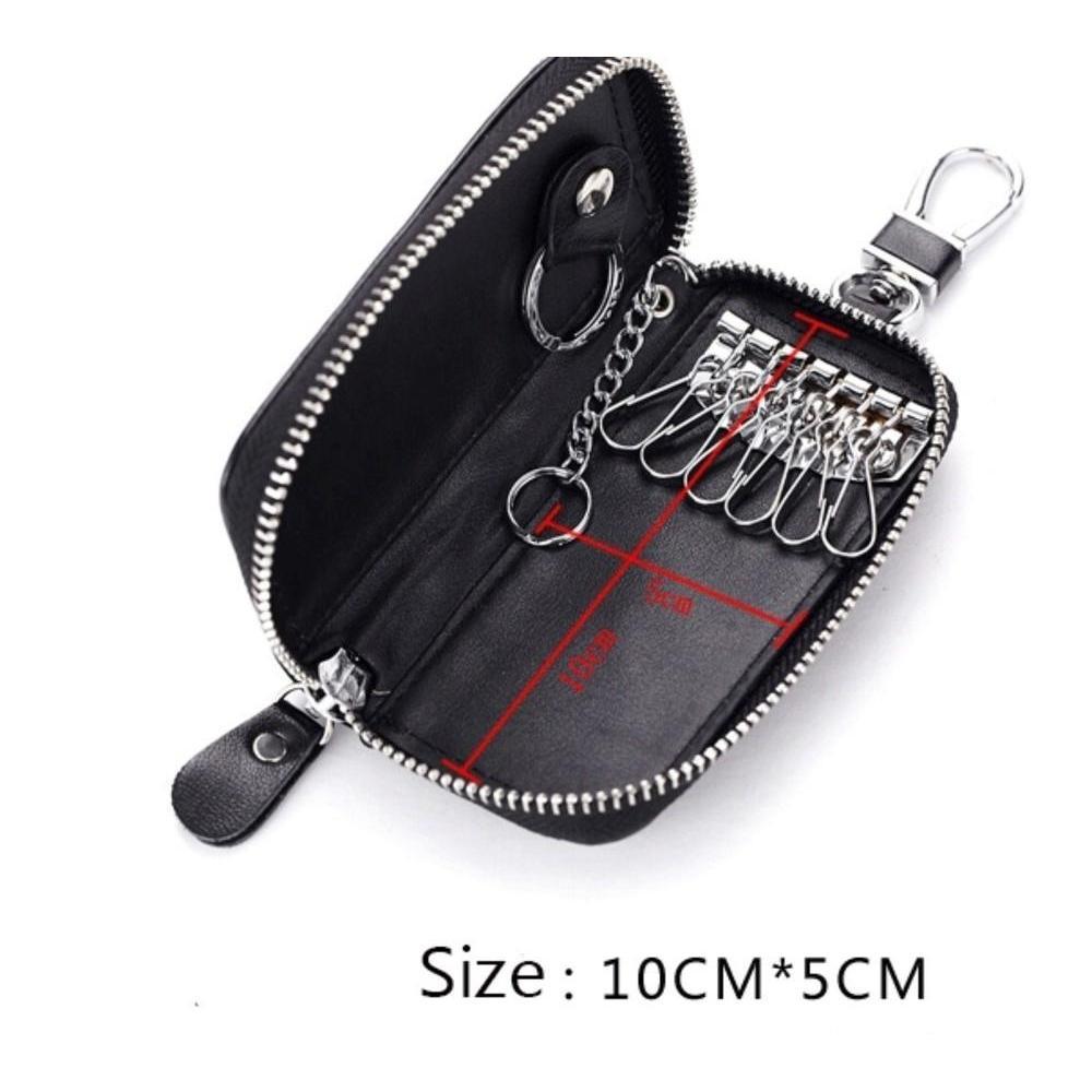 Men Women's Leather Key Holder Case Wallet Keychain Pouch Bag Zipper
