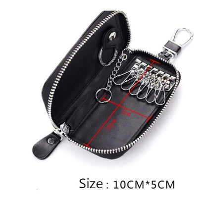 Men Women's Leather Key Holder Case Wallet Keychain Pouch Bag Zipper
