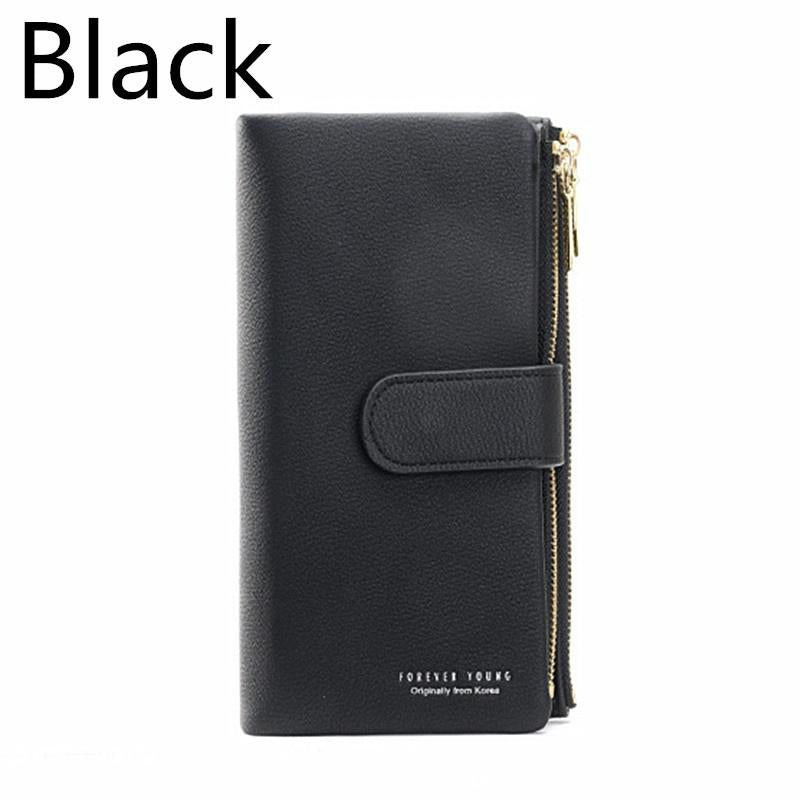 RFID Double-layer Women Leather Long Wallet Large Capacity Card Holder Wallet Clutch Purse