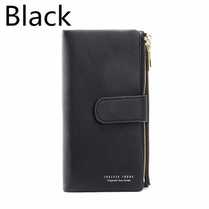 RFID Double-layer Women Leather Long Wallet Large Capacity Card Holder Wallet Clutch Purse