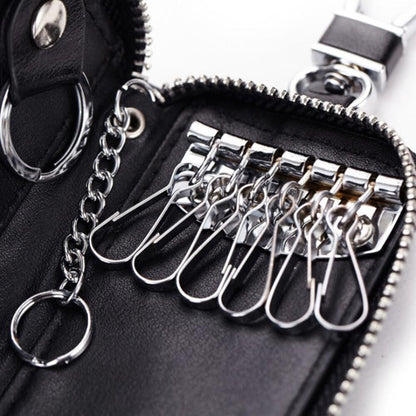 Men Women's Leather Key Holder Case Wallet Keychain Pouch Bag Zipper