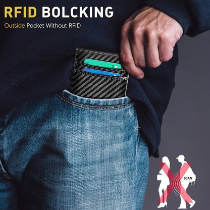 RFID Blocking CARBON FIBER Mens Wallet Purse Slim ID Credit Card Holder Billfold