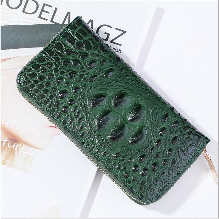 Men Women Crocodile Embossed Clutch Zip Long Wallet Phone Checkbook Organizer