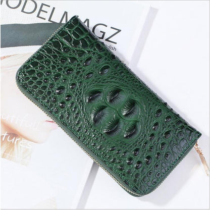 Men Women Crocodile Embossed Clutch Zip Long Wallet Phone Checkbook Organizer