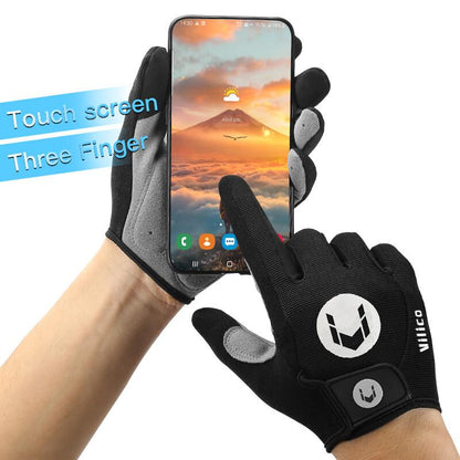 Men Full Finger Cycling Touch Screen Gloves Bicycle Anti-Slip Road Riding Gloves