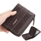 Zipper Wallet for Men Leather Zip Around Purse Bifold ID Window with Coin Pocket