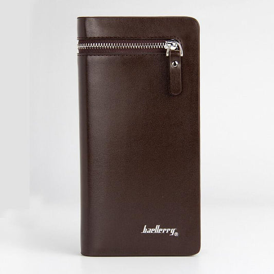 Mens Bifold Leather Wallet Large Capacity Long Wallet ID Card Holder Phone Bag