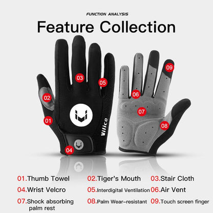 Men Full Finger Cycling Touch Screen Gloves Bicycle Anti-Slip Road Riding Gloves