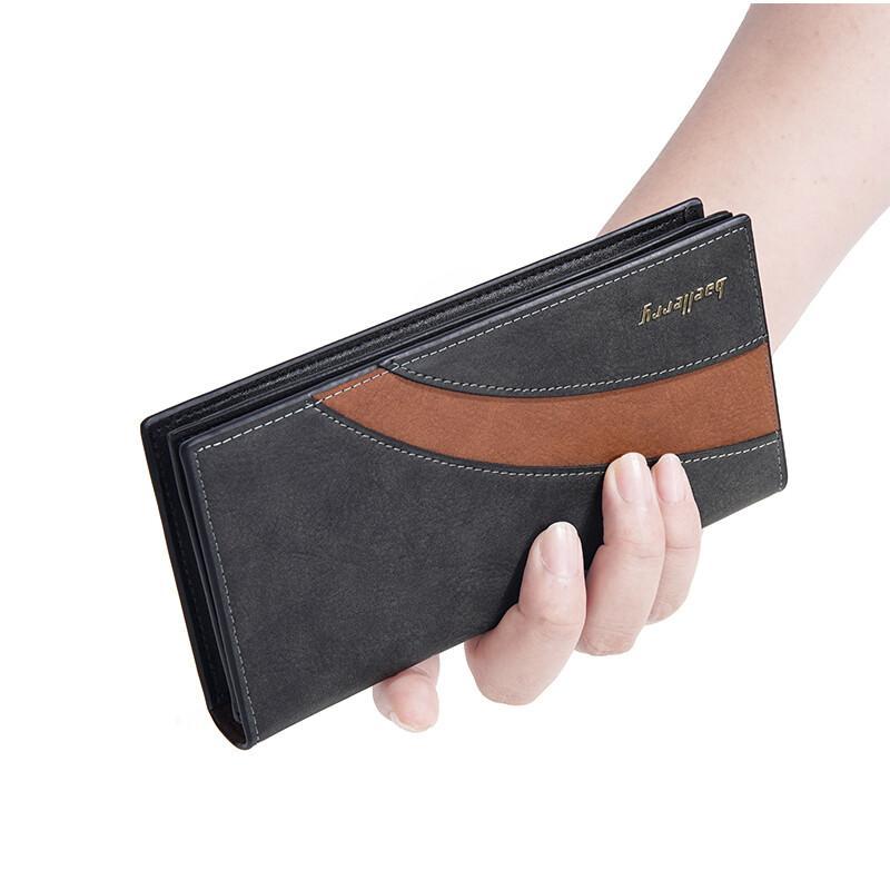 RFID Mens Long Bifold Wallet Leather Multi-Card Cash Phone Holder Purse Wallet