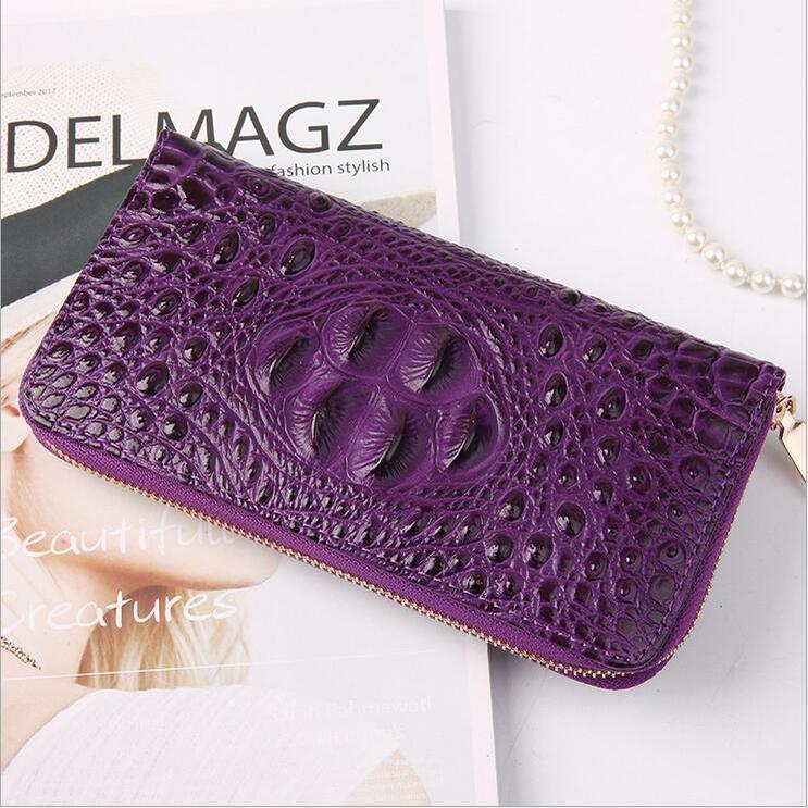 Men Women Crocodile Embossed Clutch Zip Long Wallet Phone Checkbook Organizer