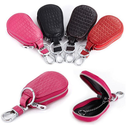 Men Women's Leather Key Holder Case Wallet Keychain Pouch Bag Zipper