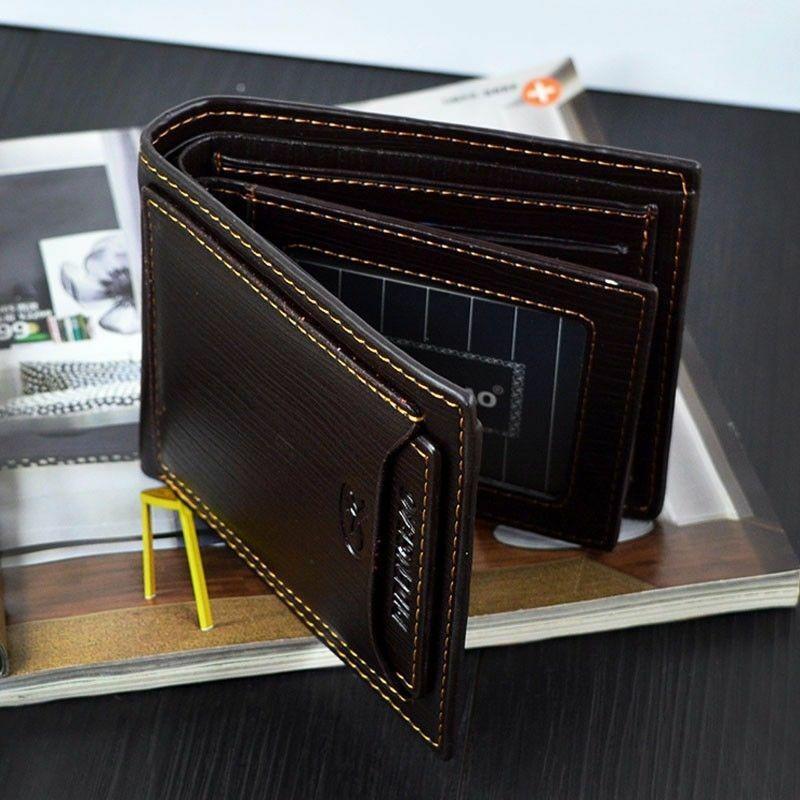 Zipper Wallet for Men Leather Zip Around Purse Bifold ID Window with Coin Pocket