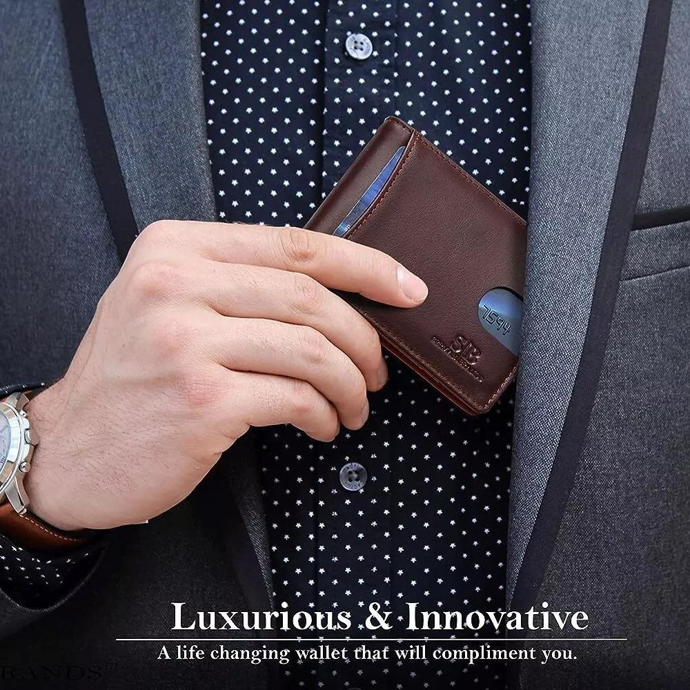 RFID Men's Leather Slim Bifold Money Clip Wallet Front Pocket Credit Card Holder