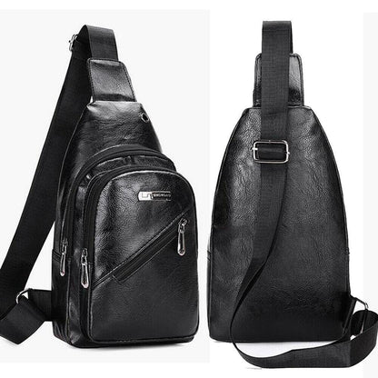 Mens Sling Bag Crocodile PU Shoulder Crossbody Chest Bag Satchels Hiking Daypack
