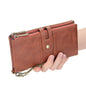 Mens RFID Wallet with Anti-Theft Chain Large Capacity Double Zipper Phone Purse