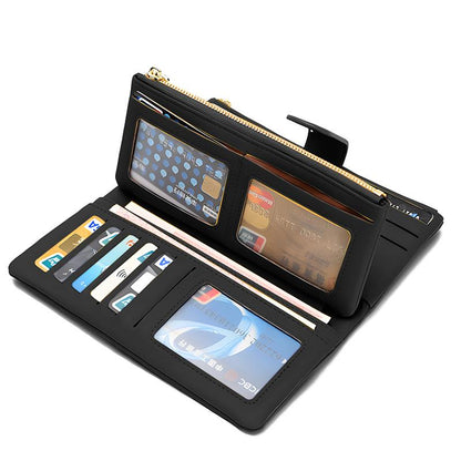 RFID Double-layer Women Leather Long Wallet Large Capacity Card Holder Wallet Clutch Purse