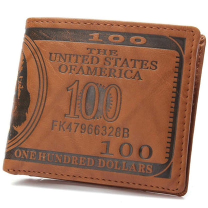 Men's US 100 Dollar Bill Leather ID Window Bifold Card Holder Wallet Purse US