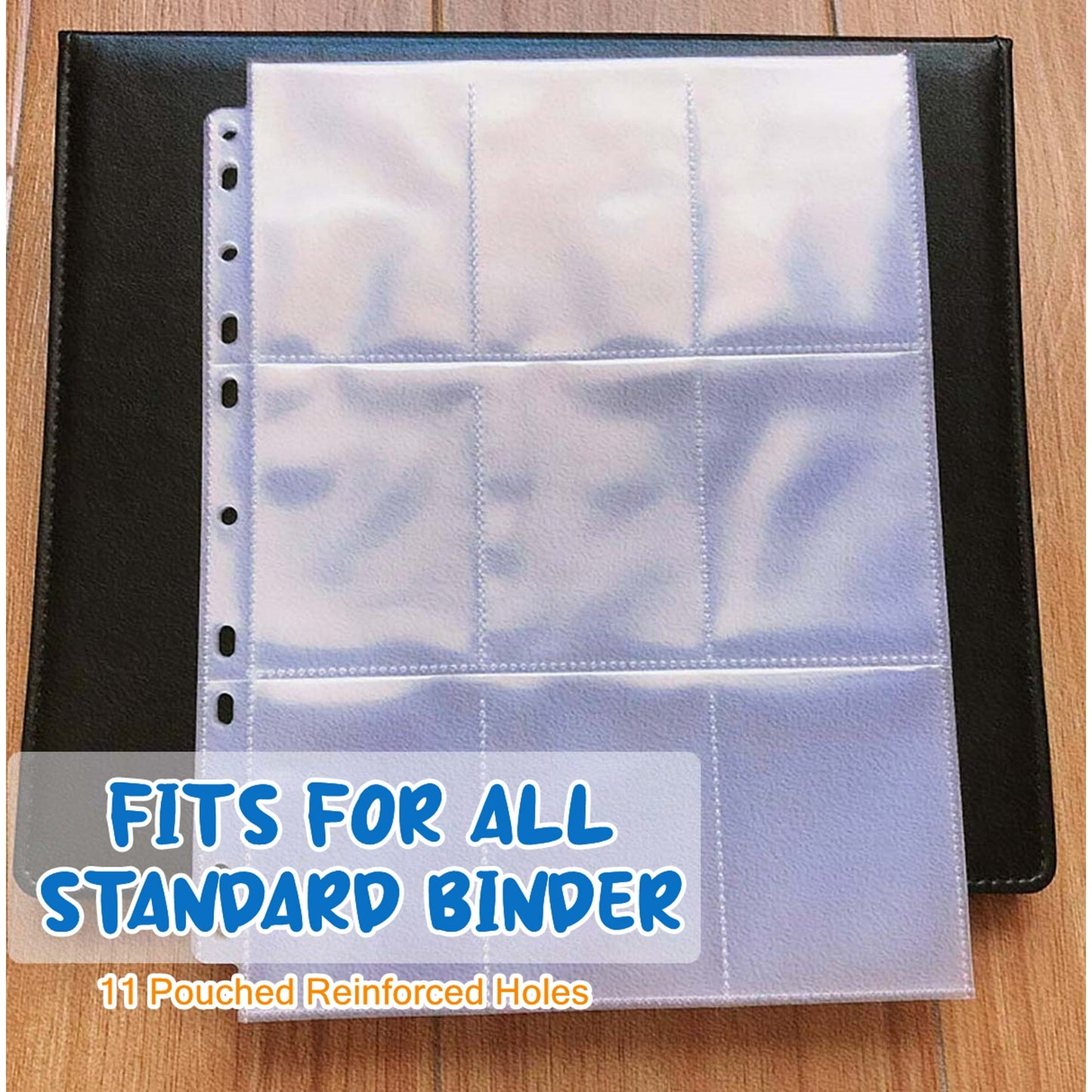 Kabuer Card Sleeves 9 Pocket Page Protector, Trading Card Sleeves Double-sided Baseball Binder Sleeves, for Coupon, Sport Cards, Game Cards, Business Cards 25PCS